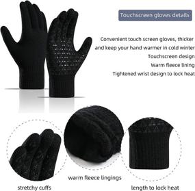 img 1 attached to 🧣 Pom Beanie Hat Scarf Gloves Set: 3-in-1 Warm, Thick Lining, Slouchy Style for Women and Girls