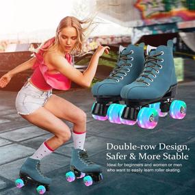 img 2 attached to CAMPMAX Double-Row Roller Skates for Women and Men - Classic High Top PU Leather Skates for Indoor and Outdoor Use, Includes Shoe Bag