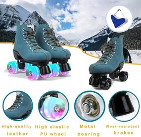 img 3 attached to CAMPMAX Double-Row Roller Skates for Women and Men - Classic High Top PU Leather Skates for Indoor and Outdoor Use, Includes Shoe Bag