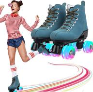 campmax double-row roller skates for women and men - classic high top pu leather skates for indoor and outdoor use, includes shoe bag логотип