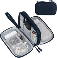 📱 fyy органайзер для электроники - портативная водонепроницаемая двухслойная сумка для путешествий - идеальна для кабелей, зарядок, наушников, телефона - цвет: темно-синий. логотип
