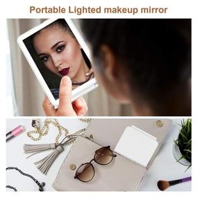 img 3 attached to 💄 FASCINATE Rechargeable Lighted Makeup Mirror: Portable Dimmable LED Vanity Mirror with 3 Color Lights and 72 LEDs for Beauty on the Go