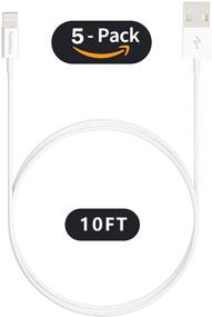 img 1 attached to 🔌 High-Speed 10 ft Lightning Cable - 5 Pack Apple MFi Certified Chargers for iPhone 12 Mini/Pro Max, 11 Pro MAX, XS, Xr, X, 6, AirPods