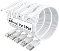 🔌 high-speed 10 ft lightning cable - 5 pack apple mfi certified chargers for iphone 12 mini/pro max, 11 pro max, xs, xr, x, 6, airpods logo