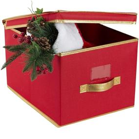 img 3 attached to Simplify Garage and Attic Collapsible Holiday Jumbo Box: Effective Seasonal Storage Solution for Christmas, Easter, Fourth of July, Fall & Spring - Red