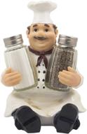 🧑 sitting french chef pierre glass salt and pepper shaker set: a charming country cottage decor addition with decorative display stand and table centerpiece - perfect spice racks and gourmet kitchen decorations, ideal as collectible housewarming gifts by home-n-gifts logo