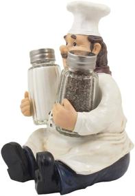 img 2 attached to 🧑 Sitting French Chef Pierre Glass Salt and Pepper Shaker Set: A Charming Country Cottage Decor Addition with Decorative Display Stand and Table Centerpiece - Perfect Spice Racks and Gourmet Kitchen Decorations, Ideal as Collectible Housewarming Gifts by Home-n-Gifts