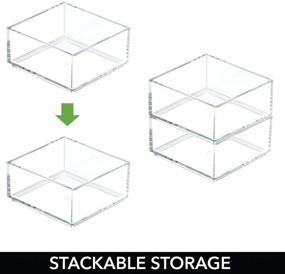 img 2 attached to 🗄️ Efficient and Spacious mDesign Plastic Stackable Drawer Organizer - Ideal for Home Office, Desk, Shelf, or Closet - Keep Staples, Highlighters, Tape, Paper Clips, and Stamps Neatly Organized - 4" Square, 3 Pack, Clear