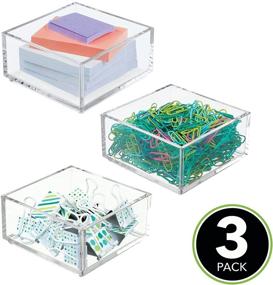 img 3 attached to 🗄️ Efficient and Spacious mDesign Plastic Stackable Drawer Organizer - Ideal for Home Office, Desk, Shelf, or Closet - Keep Staples, Highlighters, Tape, Paper Clips, and Stamps Neatly Organized - 4" Square, 3 Pack, Clear