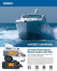 img 3 attached to 📻 Uniden UM385BK 25W Фиксированный монтаж морской ВЧ-радиостанции, водонепроницаемый IPX4 с тройным просмотром, DSC, аварийным/погодным оповещением NOAA, все американские/международные/канадские морские каналы, память сканирования каналов, черный.