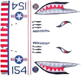 img 2 attached to 🦈 Red, White, Navy Blue, and Black Flying Tiger Shark Plane Decal Sticker Cover Kit for Stand Mixers - Compatible with All Models. Mixer Not Included.