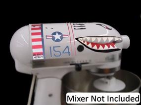 img 1 attached to 🦈 Red, White, Navy Blue, and Black Flying Tiger Shark Plane Decal Sticker Cover Kit for Stand Mixers - Compatible with All Models. Mixer Not Included.