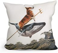 🐶 aquadog corgi whale ride pillow covers - sofa couch décor 18”x 18”inch cushion case logo