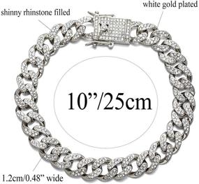 img 3 attached to 🔗 Cuban Link Rhinestone Filled Ankle Bracelet for Women Men Teen Girls Boys, Hip-hop 18K Gold/White Gold Plated, Iced Out Chain Anklet, 9&quot; 10&quot; 11&quot;