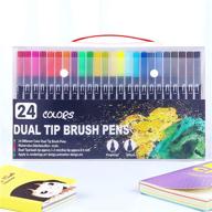 24 colors artist watercolor brush pens - dual tip colored pen set for coloring books, drawing - ideal for kids and adults logo