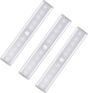 💡 3 pack of usb rechargeable led under cabinet lights with motion sensor, stick-on closet lights, magnetic night light for stairs and step bar logo