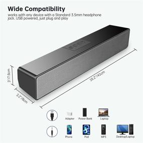 img 3 attached to 🔊 SAKOBS 20W PC Speakers for Desktop Laptop - Bluetooth 5.0 USB Powered Wireless Mini Computer Sound Bar with Dual Speakers, 16H Playtime and Microphone – Best Computer Speakers for Home Office Setup