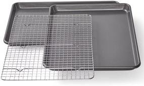 img 2 attached to 🍪 Premium 17-Inch Non-Stick Cookie/Jelly-Roll Pan Set with Cooling Rack - Ideal for Baking and More!