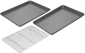 img 3 attached to 🍪 Premium 17-Inch Non-Stick Cookie/Jelly-Roll Pan Set with Cooling Rack - Ideal for Baking and More!