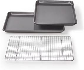 img 4 attached to 🍪 Premium 17-Inch Non-Stick Cookie/Jelly-Roll Pan Set with Cooling Rack - Ideal for Baking and More!