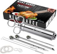 2 oz meat injector marinades with stainless steel barrel - bbq grill smoker accessories - includes 3 injector needles for flavorful meats - perfect turkey injector marinade flavors - great bbq gifts for men logo