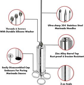 img 1 attached to 2 Oz Meat Injector Marinades with Stainless Steel Barrel - BBQ Grill Smoker Accessories - Includes 3 Injector Needles for Flavorful Meats - Perfect Turkey Injector Marinade Flavors - Great BBQ Gifts for Men