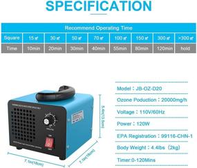 img 3 attached to 🌬️ JOBYNA High Capacity Ozone Generator - 20,000mg/h Air Purifier for Rooms, Smoke, Auto, Cars, Pets - Industrial/Commercial/Home Ozone Machine