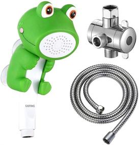 img 4 attached to 🐸 KAIYING Children's Handheld Shower Head with Cartoon Water Flow Spray - Baby Kids Toddler Bath Play Bathing Toys (J: Froggie Showerhead + Hose + Diverter)