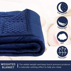 img 3 attached to 🛌 DEARTOWN Premium Adult Weighted Blanket - King Size Bed, 15 lbs, Navy Blue - Quility, Glass Beads, Cotton/Minky, 60"x80