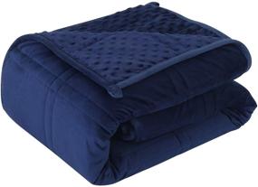 img 4 attached to 🛌 DEARTOWN Premium Adult Weighted Blanket - King Size Bed, 15 lbs, Navy Blue - Quility, Glass Beads, Cotton/Minky, 60"x80
