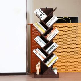 img 1 attached to 📚 Homdox 9-Tier Tree Bookshelf: Floor Standing Bookcase for CDs, Movies, and Books - Wooden Look Furniture for Living Room, Home Office Storage Rack