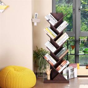 img 3 attached to 📚 Homdox 9-Tier Tree Bookshelf: Floor Standing Bookcase for CDs, Movies, and Books - Wooden Look Furniture for Living Room, Home Office Storage Rack