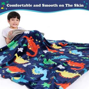 img 3 attached to 🦖 Lukeight Dinosaur Blanket for Kids - Vibrant Design, Cozy Fleece Throw - Soft & Warm - 50x60 Inches