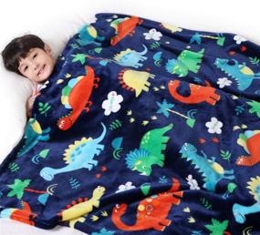 img 4 attached to 🦖 Lukeight Dinosaur Blanket for Kids - Vibrant Design, Cozy Fleece Throw - Soft & Warm - 50x60 Inches