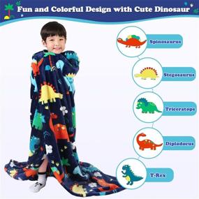 img 2 attached to 🦖 Lukeight Dinosaur Blanket for Kids - Vibrant Design, Cozy Fleece Throw - Soft & Warm - 50x60 Inches