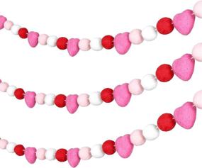 img 4 attached to 💖 Colorful Felt Ball Garlands: 2-Piece Valentine's Day & Wedding Decoration with 60 Balls and 4 Colors