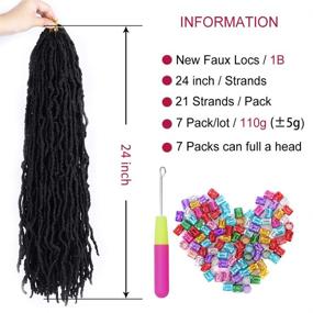 img 3 attached to 🔥 New Soft Locs 24 Inch Faux Locs Crochet Hair - 7 Packs/Lot Pre-Looped Curly Wavy Synthetic Fiber Hair Extensions, 21 Strands per Pack (24Inch, 1B)