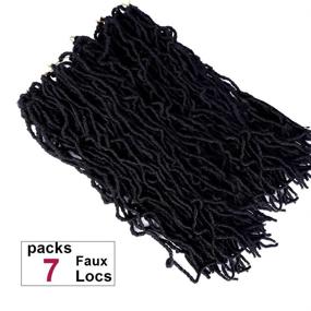 img 1 attached to 🔥 New Soft Locs 24 Inch Faux Locs Crochet Hair - 7 Packs/Lot Pre-Looped Curly Wavy Synthetic Fiber Hair Extensions, 21 Strands per Pack (24Inch, 1B)