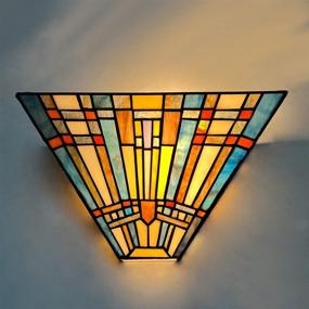 img 3 attached to Cotoss Tiffany Wall Sconce: Mission Style Stained Glass Lamp Shade for Elegant Living Room & Bedroom Lighting