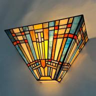 cotoss tiffany wall sconce: mission style stained glass lamp shade for elegant living room & bedroom lighting логотип