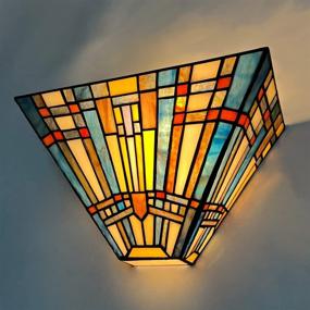 img 4 attached to Cotoss Tiffany Wall Sconce: Mission Style Stained Glass Lamp Shade for Elegant Living Room & Bedroom Lighting