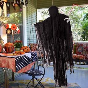 img 2 attached to 👻 Best Halloween Hanging Decorations: JOYIN 5 Ft Dark Hanging Grim Reaper, Ghost in Black Horror Robe with Faceless Design