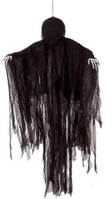 img 4 attached to 👻 Best Halloween Hanging Decorations: JOYIN 5 Ft Dark Hanging Grim Reaper, Ghost in Black Horror Robe with Faceless Design