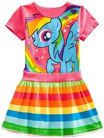 img 1 attached to Enchanting Unicorn Dress: Vibrantly Striped Cartoon Girls' Clothing for Dresses