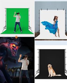 img 2 attached to 📸 Yesker Backdrop Stand Kit with 3 Muslin White Black Green Screen Backdrops - 8.5x10 ft Background Support System for Portrait, Product Photography, and Video Shooting