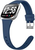 🔵 мягкие силиконовые ремешки для fitbit versa / versa 2 / versa lite / versa se, funeng тонкая замена наручного ремешка для умных часов versa, узкий смарт-браслет для женщин и мужчин (маленький, темно-синий) логотип