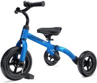 🚲 blue toddler tricycle 3-in-1 for 2-4 year old boys and girls with detachable pedal, bell, and foldable baby balance bike riding toys - perfect infant first birthday and new year gift, suitable for kids 24 months and up logo