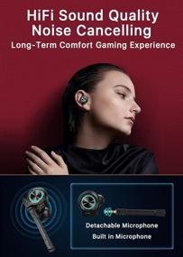 img 1 attached to 🎧 Black Bluetooth 5.2 True Wireless Earbuds with Charging Case - TWS Gaming Headphones, USB-C/Touch Control, Independent Mic, Zero Delay Noise Reduction, Built-in Mic Headset Premium Sound