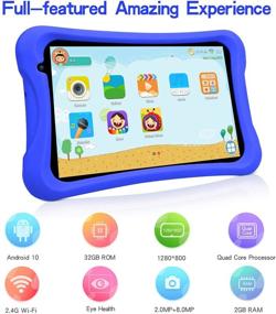 img 1 attached to 📱 Android 10 Pritom Kids Tablet: Parental Control, Quad Core, 8" HD IPS Screen - 32GB ROM, 2GB RAM - Kids App, Dual Camera - Blue Case Included