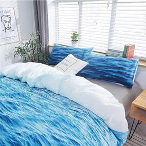 img 2 attached to Набор постельного белья LAMEJOR 3D Ocean Waves - наволочка для одеяла (белый в синий) размера "Queen" - с наволочками (1 наволочка для одеяла + 2 наволочки) - класса люкс отеля.